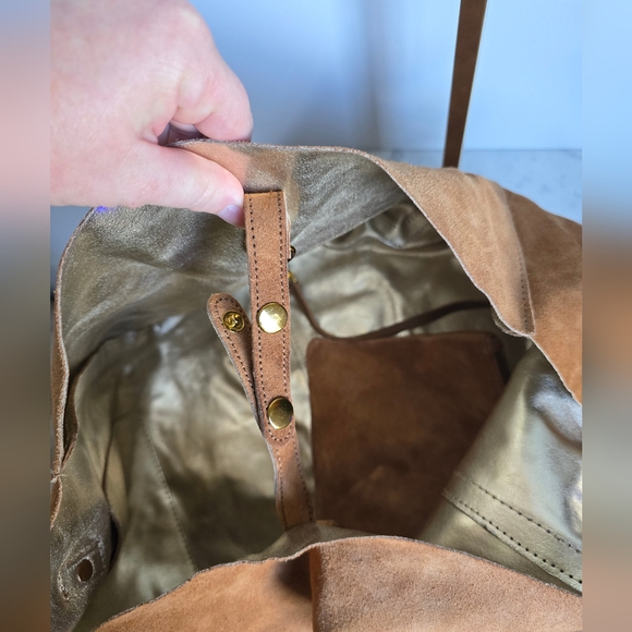 Haute Hippie New Merci Suede Leather Cinched Tote Shoulder Bag Purse & Pouch - Picture 9 of 15